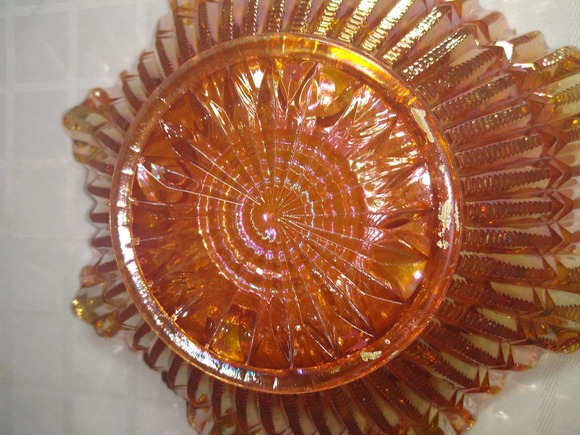 Imperial marigold scroll embossed carnival glass bowl - Picture 4 of 5